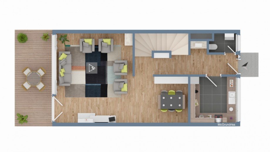 Grundriss EG Reihenmittelhaus Kirchzarten