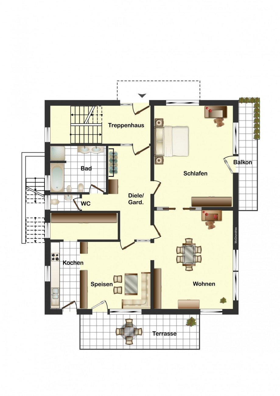 Grundriss EG Zweifamilienhaus Ihringen