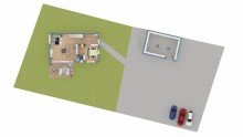 Grundst�ckGesamtansicht Wohnhaus mit Gewerbehalle im sonnigen Hartheim!