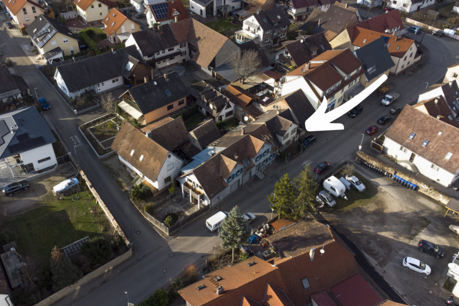 Blick von oben Zweifamilienhaus Breisach am Rhein