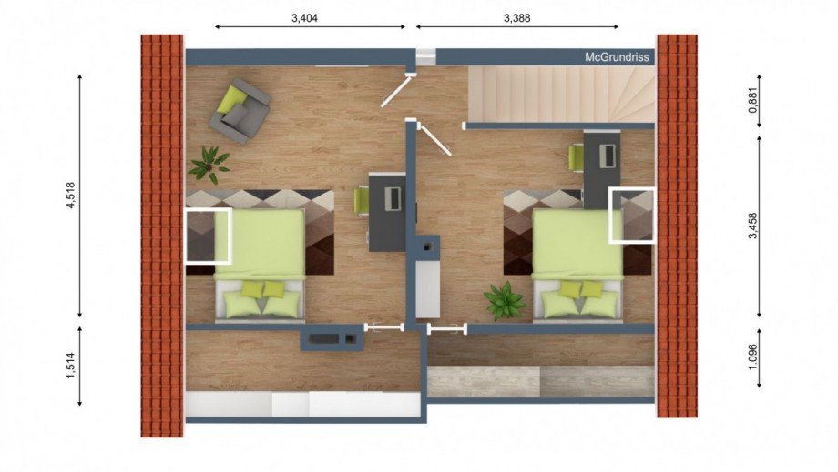 Grundriss Dachspitz Maisonettewohnung Freiburg im Breisgau
