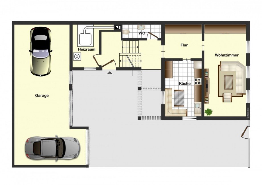 Grundriss EG Doppelhaush�lfte Ihringen