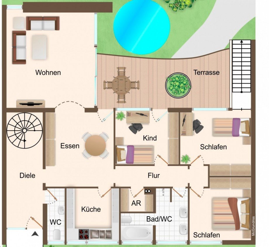 Grundriss ohne Garten Bungalow Denzlingen