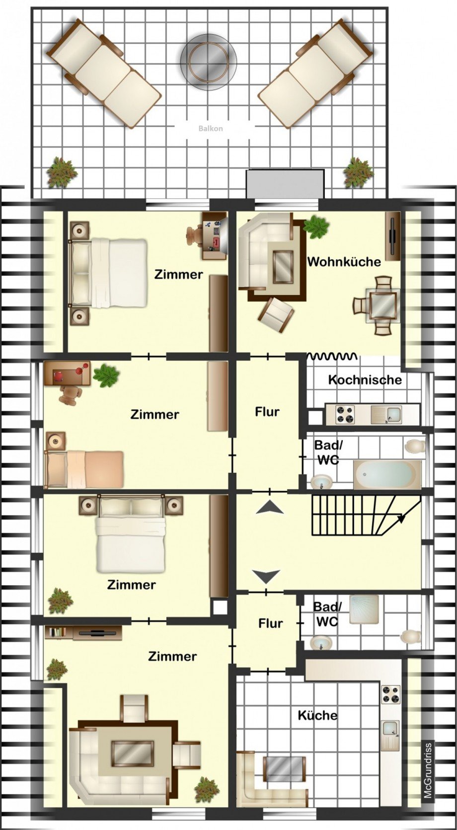 Grundriss OG Wohnungen Haus Freiburg im Breisgau / Sankt Georgen