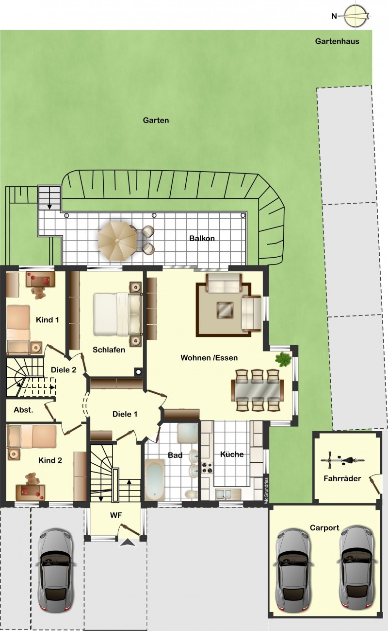 Grundriss EG Maisonettewohnung Ihringen