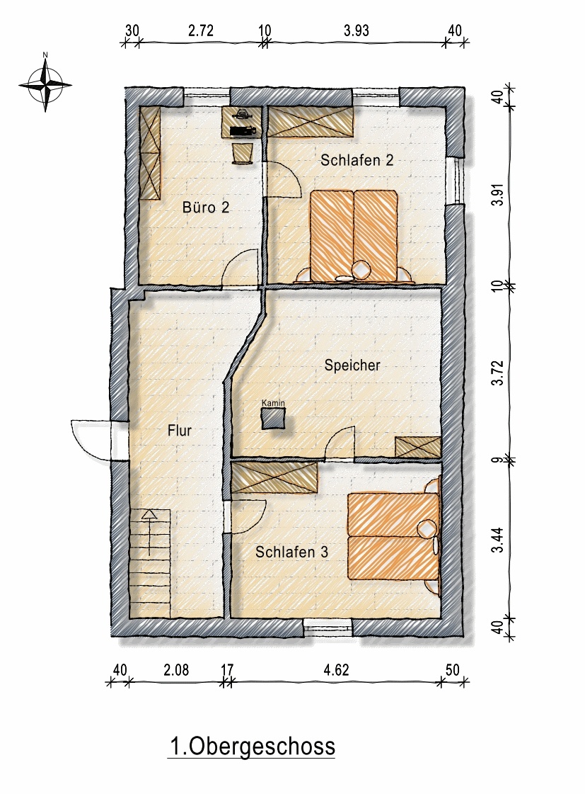 Grundriss OG Bauernhaus Vogtsburg im Kaiserstuhl