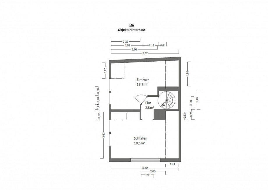 Grundriss OG Hinterhaus Zweifamilienhaus Breisach am Rhein
