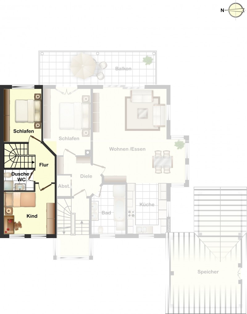 Grundriss OG Maisonettewohnung Ihringen