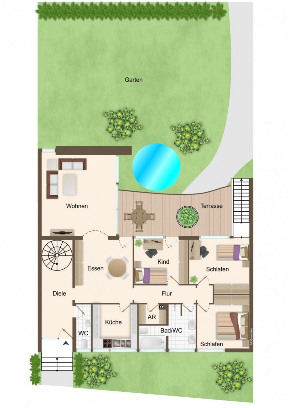 Grundriss mit Garten Bungalow Denzlingen