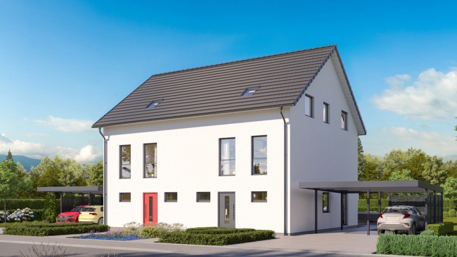 Frontansicht Beispiel Doppelhaush�lfte Ihringen