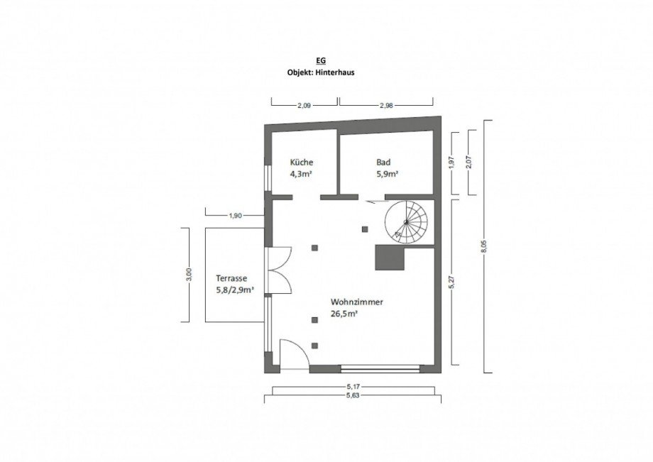 Grundriss EG Hinterhaus Zweifamilienhaus Breisach am Rhein
