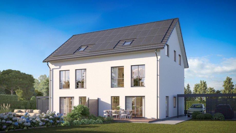 Gartenansicht Beispiel 1 Doppelhaush�lfte Ihringen