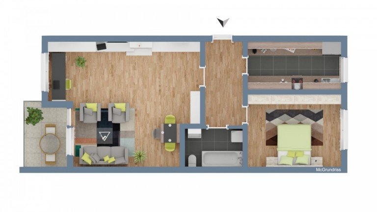 Grundriss Marbach am Neckar Etagenwohnung Sch�ne 2-Zimmer-Wohnung in Marbach - Provisionsfrei!
